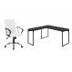 Conjunto de Mesa Kuadra II Preta 150 cm com Cadeira de Escritório Diretor Giratória Oslo Branca