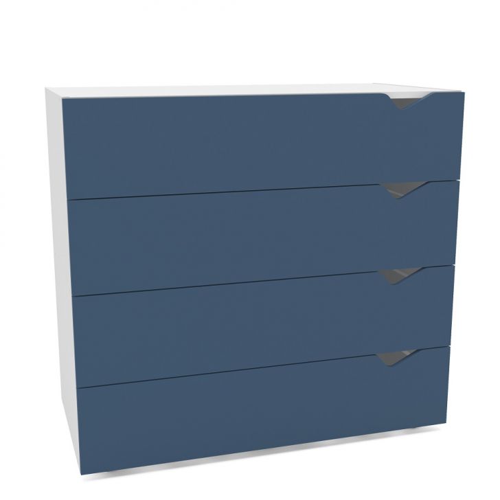 Cômoda Porto 4 Gavetas Branca e Azul