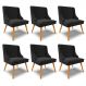 Kit 6 Cadeiras Decorativas Sala de Jantar Pés Palito de Madeira Firenze Suede Preto/Natural G19 - Gran Belo