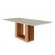 Mesa de Jantar Retangular com Tampo de Vidro Ariela Off White e Cinamomo 210 cm