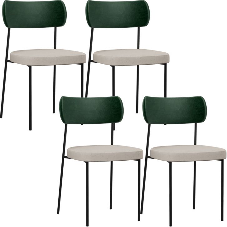 Kit 04 Cadeiras Para Sala De Jantar Melina L02 Facto Verde Musgo Linho Cru - Lyam Decor