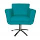 Poltrona Decorativa Isabela em Tressê Pés Metal Giratório Suede Azul Turquesa - DS Estofados