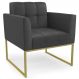 Poltrona Decorativa Base Industrial Dourado Ana Sintético Preto - Ibiza