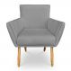 Poltrona Decorativa Leticia Suede Grafite Pés Palito Castanho - Pallazio