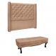 Conjunto de Cabeceira King com Recamier Vicenza Suede Bege