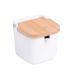 Saleiro Pequeno para Mesa em Ceramica com Tampa de Bambu e Colher