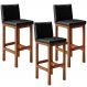 Kit 03 Banquetas Altas Para Cozinha Sala De Jantar Fixa Alya L02 Couríssimo Preto - Lyam Decor
