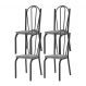Kit 04 Cadeiras Tubular Preto Fosco 121 Assento Platina