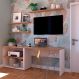 Conjunto de Mesa com Estante e 3 Prateleiras Siena Branco e Carvalho Mel
