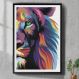 Quadro Decorativo Leão de Judá Colorido Meia Face-24x34Cm