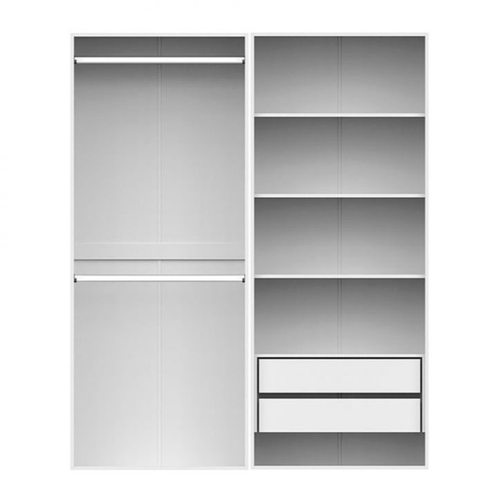 Guarda-roupa Modulado Com Cabideiros E Prateleiras New Tuyo 2 Gavetas Branco 180 Cm