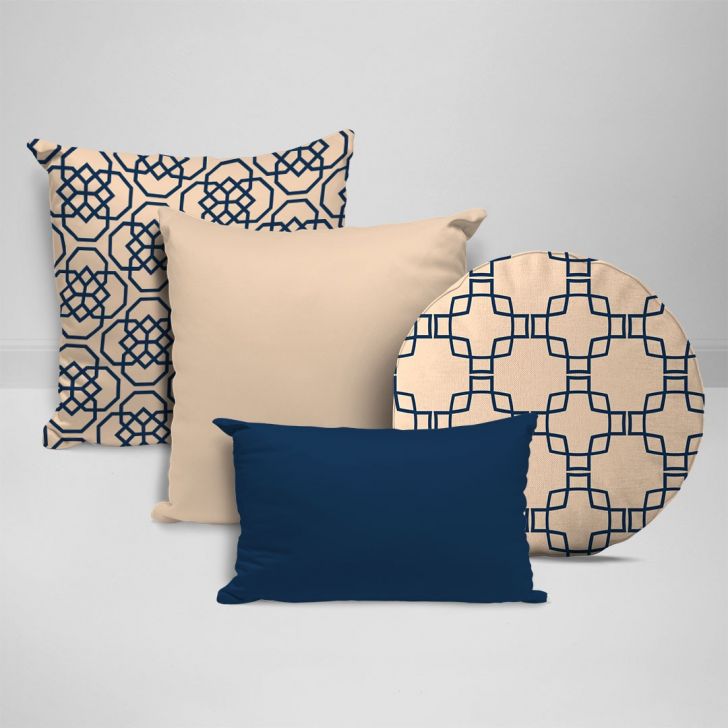 Kit 4 Almofadas Divine Blue and Bage Único