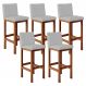 Kit 05 Banquetas Altas Para Cozinha Sala De Jantar Fixa Alya L02 Suede Cinza - Lyam Decor