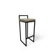 Banqueta Media Industrial Cozinha Bar Balcão Bistrô Quadro Estofado Bege Metalon Preto. 65cm