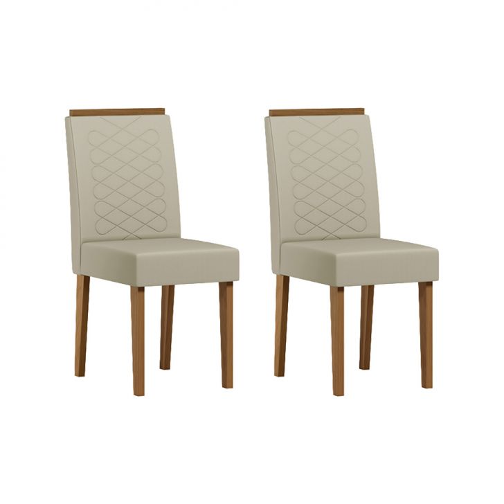 Conjunto com 2 Cadeiras Aurea Veludo Bege e Cinamomo