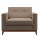 Poltrona Living Pés e Base em Madeira Linho Cotton Bege