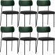 Kit 06 Cadeiras Para Sala De Jantar Melina L02 Facto Verde Musgo Linho Chumbo - Lyam Decor