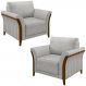 Kit 2 Poltronas Decorativas Pés em Madeira Market Veludo Cinza G45 - Gran Belo