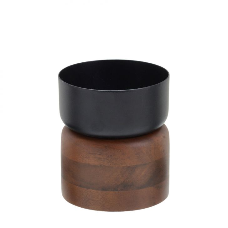 Candelabro Decorativo Espressione Wood Marrom e Preto 15 cm