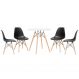 Mesa redonda Eames 70 cm branco + 4 cadeiras Eiffel DSW Preto