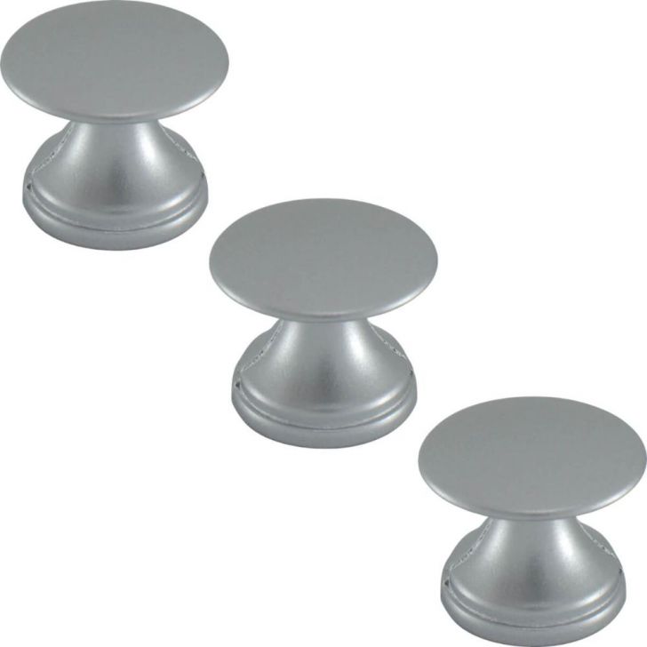 Conjunto de 3 Puxadores 199 Tucson Ponto Cromo Acetinado Para Móveis Armários e Gavetas