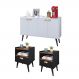 Kit 2 Mesinhas Cabeceira Estilo Retrô Preto/Freijó 1 Gaveta Nicho Decorativo e Buffet Kiev Cantinho Café Branco - RPM Móveis