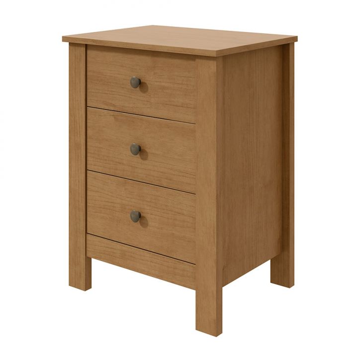 Mesa De Cabeceira Maggiore 3 Gavetas Amêndoa