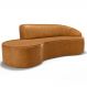 Sofá 3 Lugares Curvo Sala de Estar Living Firenze Direito D02 Couríssimo Whisky 230 cm B-90 - Lyam