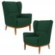 Kit 2 Poltronas Decorativas Base Manu Madeira Milena B-303 Veludo Verde Musgo - Domi
