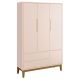 Guarda-Roupa Retrô 3 Portas Classic New Rosa Fosco com Madeira - MoveisAqui