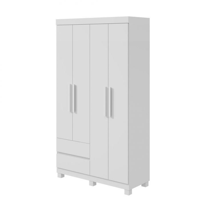 Guarda-roupa Casal Zeus Com Pés 4 Portas 2 Gavetas Branco