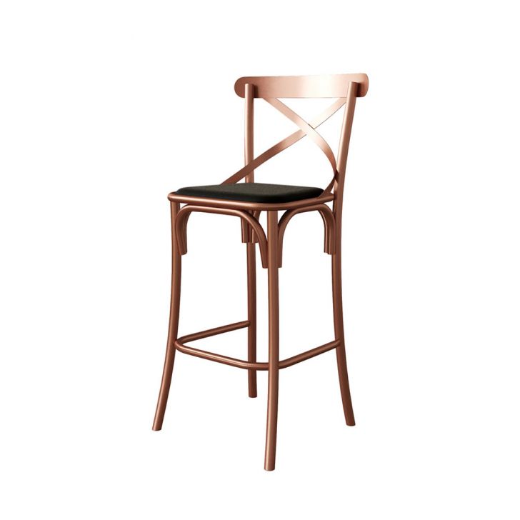 Banqueta Katrina Revestimento Sintético Preta E Cobre