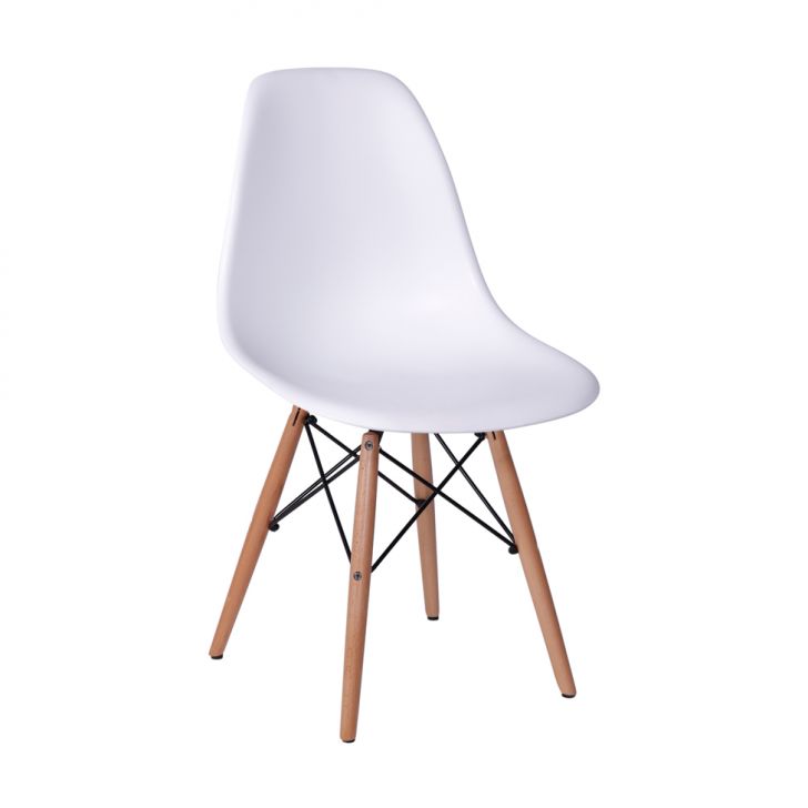 Cadeira Eames II Base Madeira e Branca