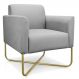Poltrona Decorativa Base Industrial X Dourada Maressa S10 Suede Cinza - Ibiza