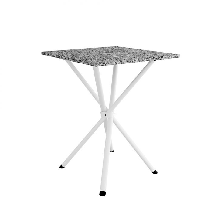 Mesa de Jantar Quadrada com Tampo de Granito Léia Branca 70 cm