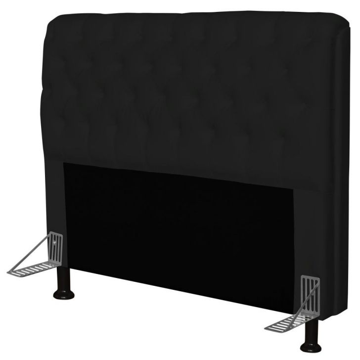Cabeceira Paris Para Cama Box Casal 140cm Paris Corino Preto- JS Móveis