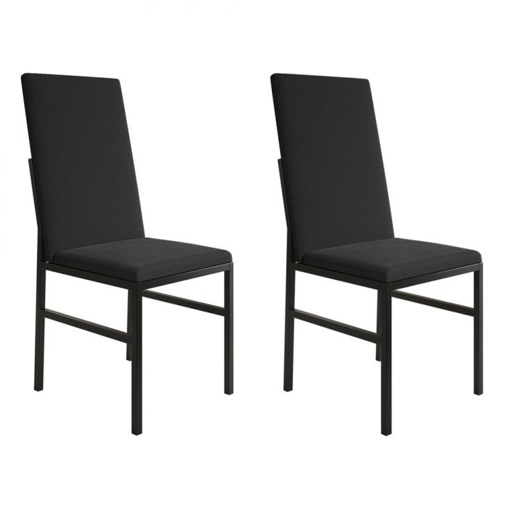 Conjunto Com 2 Cadeiras Mônaco Premium Veludo Preto