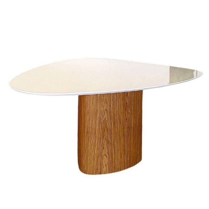 Mesa de Jantar Cone orgânica Redonda 140x144 cm Base Freijó com Tampo Laqueado