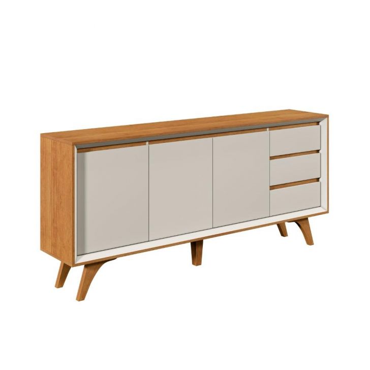 Buffet Piazza 3 Portas MDF e MDP Naturalle e Off White