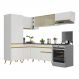Armário de Cozinha Completa de Canto Veneza Multimóveis V2051 Branco/Dourado