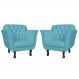 Kit 02 Poltronas Decorativas Helena Pés Luis XV Suede Azul Turquesa - DS Estofados
