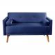 Sofá 2 Lugares Luma Suede Azul Marinho com Pés em Madeira 1,40M