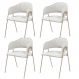 Conjunto 4 Cadeiras Veneza Bouclé Off White Metal Champanhe