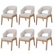 Kit 06 Cadeiras de Jantar e Estar Living Estofada Lince L02 Linho Bege - Lyam Decor