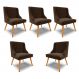 Kit 5 Cadeiras Decorativas Sala de Jantar Pés Palito de Madeira Firenze Suede Marrom/Natural G19 - Gran Belo