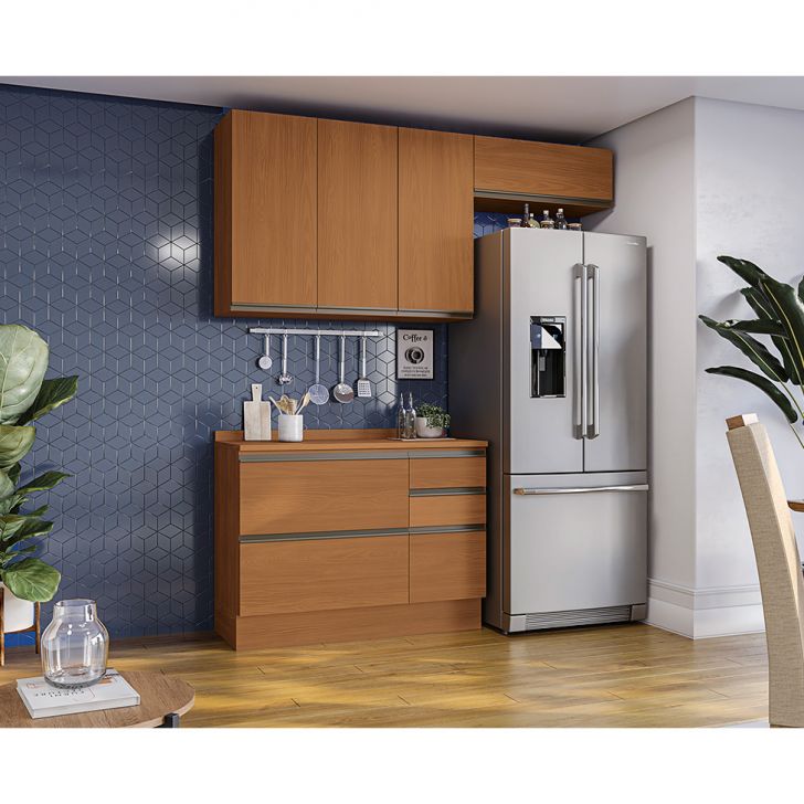 Cozinha Compacta Valence 4 Portas 4 Gavetas Canela