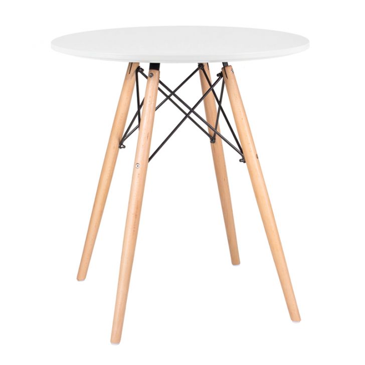 Mesa de jantar redonda Eames Eiffel - Wood - Tampo de MDF - 70 cm - Branco