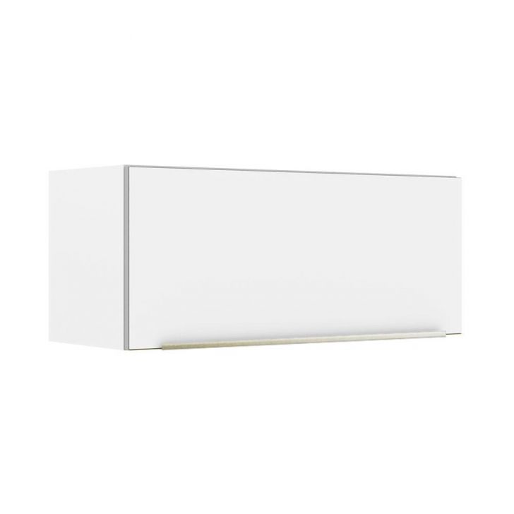 Armário Aéreo Madesa Lux 80 cm 1 Porta Basculante - Branco/Branco Veludo