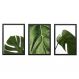 Kit Quadros Decorativos Verde Folhas Moldura Preta 102x43cm - Prolab Gift