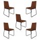 Kit 5 Cadeiras de Jantar Estofada Lille Base Preta Veludo Terracota - Montanaris Decor